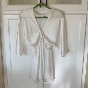 White satin cutout mini dress